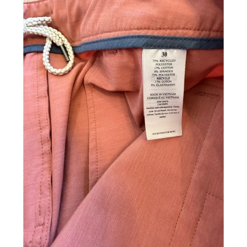 Faherty All Day Shorts Mens 30 Pink Drawstring Hybrid Hiking Stretch 8